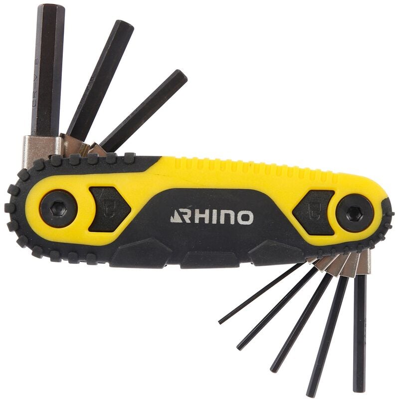 Rhino - clés allen - lot de 8 clés mâle hexagonale, monture avec blocage de 8 clés allen - diamètre 1.5 à 8 mm - fabriqué en aci