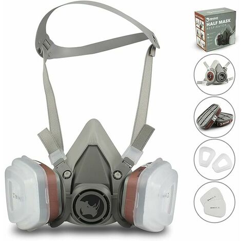 RHINO Face cover for paint, dust, particles, chemicals, polishing machine organic vapours, pollen and chemicals with filter cottons