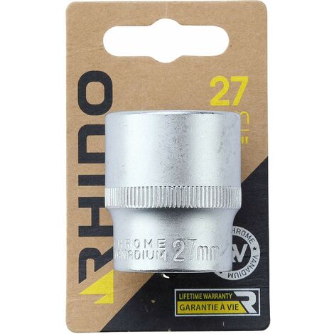 Rhino - Giochi a bussola esagonale, metrica corta - 6 punte - Diam. 27 mm, quadrato da 1/2 di alta qualità (cromo vanadium) – Garanzia a vita – Disponibile in varie misure