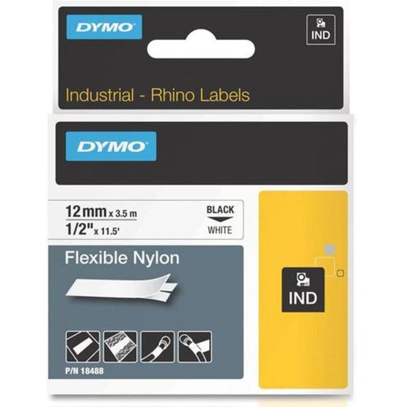 Dymo - Rhino Industrial Nylon Tape 12mmx4m White 18488