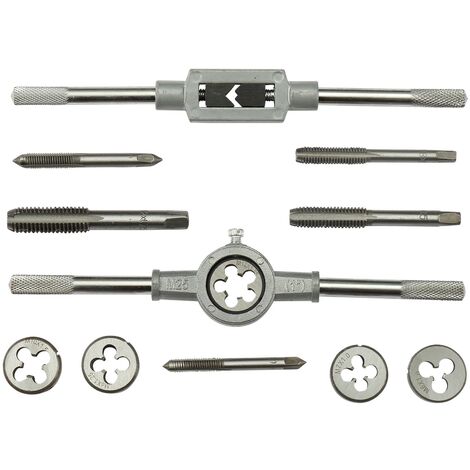 RHINO - KITS TARAUDS & FILIÈRES - COFFRET TARAUDS & FILIÈRES 12 PIÈCES - ALLIAGE ACIER/TUNGSTÈNE - COFFRET COMPRENANT 5 TARAUDS,