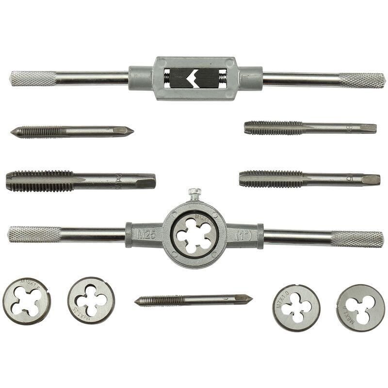 Rhino - kits tarauds & filières - coffret tarauds & filières 12 pièces - alliage acier/tungstène - coffret comprenant 5 tarauds,