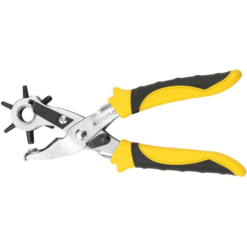 Rhino - Pince Perforatrice, Pince Emporte - Pièce, Poiçonneuse À Positions 220 Mm - 6 Positions : Ø 2.5 À 5 Mm - Pour Cuir, Cein