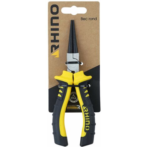 RHINO - Pinza a becchi tondi 160 mm universale - Realizzata in acciaio di alta qualità - Lunghezza 160 mm - Manico bimateriale - Lunga durata - Garanzia a vita