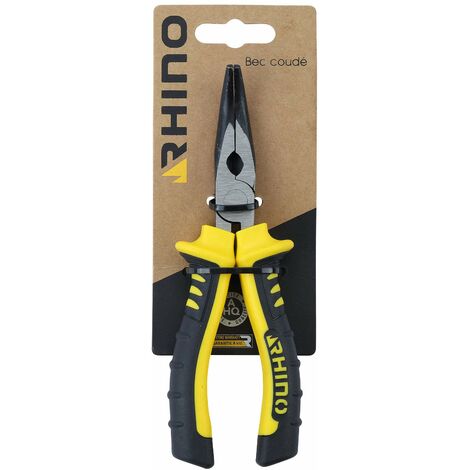 RHINO - Pinza a becco curvo 160 mm universale - Realizzato in acciaio di alta qualità - Lunghezza 160 mm - Manico bimateriale - Lunga durata - Garanzia a vita