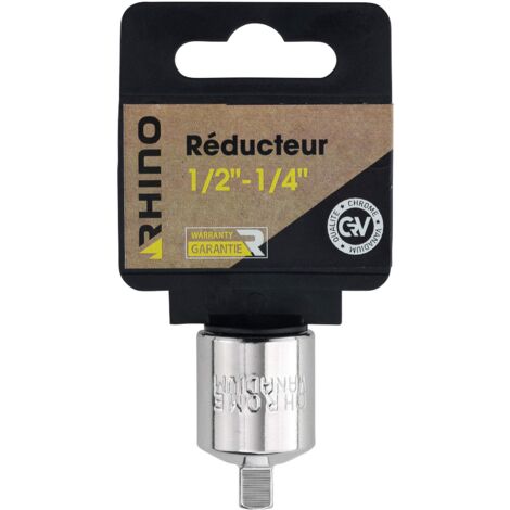 RHINO - Set di prese - Riduttore/adattatore per presa - Quadrato da 1/2" a 1/4" maschio - Realizzato in cromo vanadio - Compatibile con tutti i tipi di prese - Garanzia a vita