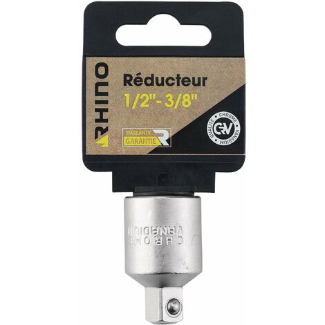 RHINO - Set di prese - Riduttore/adattatore per presa - Quadrato da 1/2" a 3/8" maschio - Realizzato in acciaio (cromo vanadium) - Compatibile con tutti i tipi di prese - Garanzia a vita