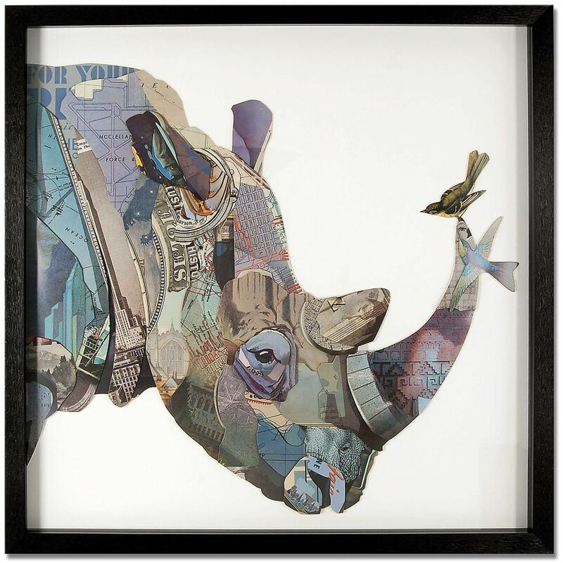 

Rhino with birds cm 70x70x4cm SA059A1 - Artedalmondo