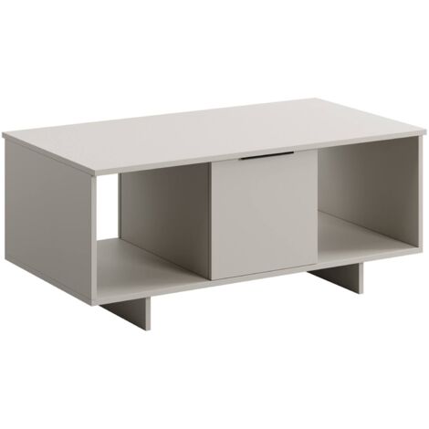 Rho Couchtisch, mit Türen und Ablagefächern, vom Boden erhöht, 100x55 H55 cm, beige