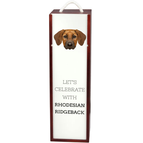 Rhodesian Ridgeback, cane leone africano - Scatola geometrica con foto e iscrizione per vino di Art-Dog