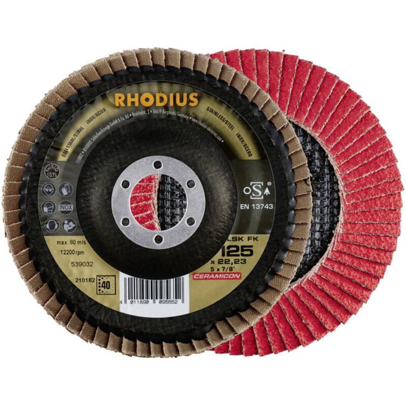 210182 lsk fk Disco con falde Diametro 125 mm ø foro 22.23 mm Acciaio inox 1 pz. - Rhodius