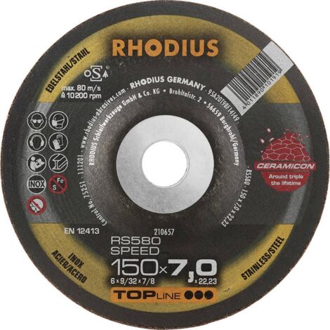 Rhodius 210657 Disque à ébarber Diamètre 150 mm Ø de perçage 22.23 mm acier inoxydable, acier, Fonte 1 pc(s)
