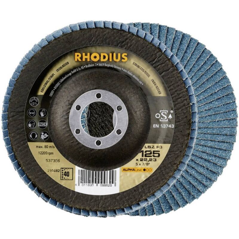 Rhodius Pack de 5 - disques à lamelles - ALPHALINE - LSZF3 PACK - 125 X 22,23mm - Grains 40