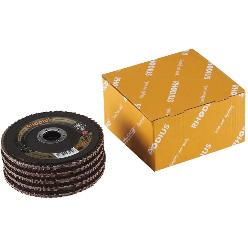 Pack de 5 - Disque à lamelles - topline - jumbo speed pack - 125 x 22,23mm - Grain 80 - Rhodius