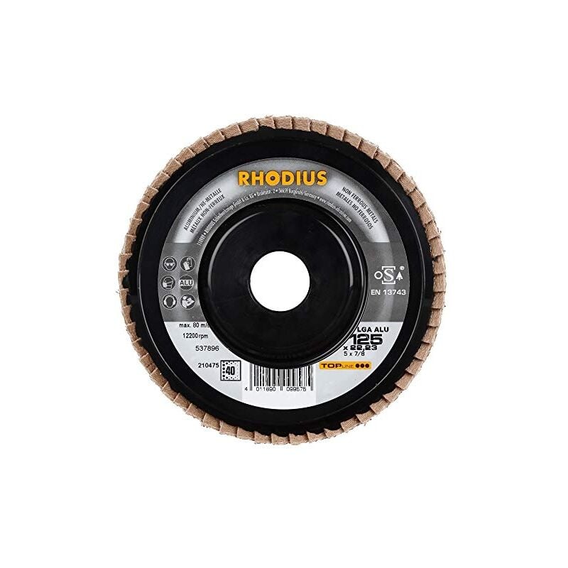 Lot de 5 disques abrasifs ne-metalle lga en aluminium ø 125 mm K40 pour meuleuse d'angle 211314 - Rhodius