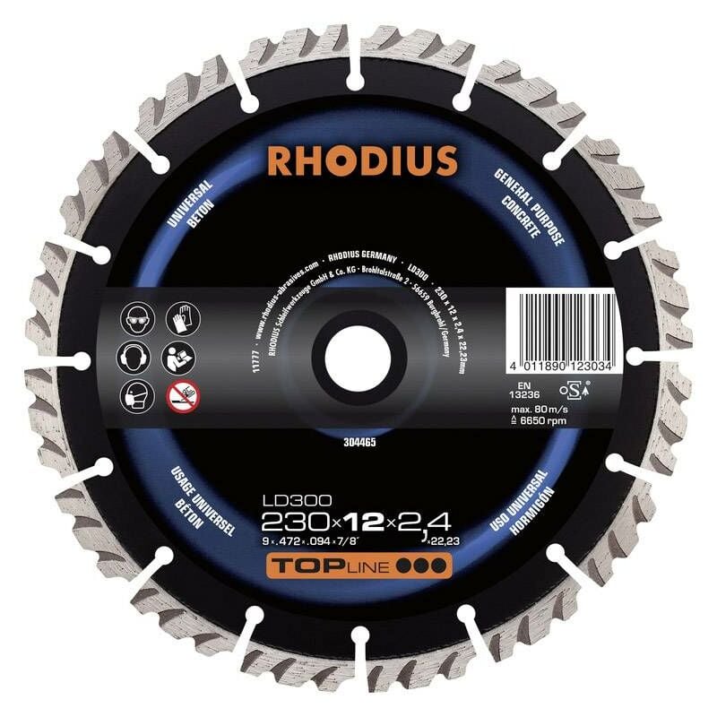 Rhodius Abrasives - Rhodius 304465 LD300 Disque à tronçonner diamanté Diamètre 230 mm ø de perçage 22.23 mm Béton 1 pc(s) Q998172