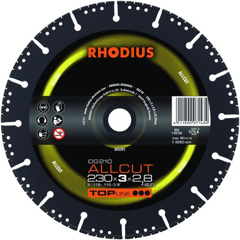 RHODIUS DG210 ALLCUT, 1 Stück, 230 x 3,0 x 2,8 mm, Diamanttrennscheibe