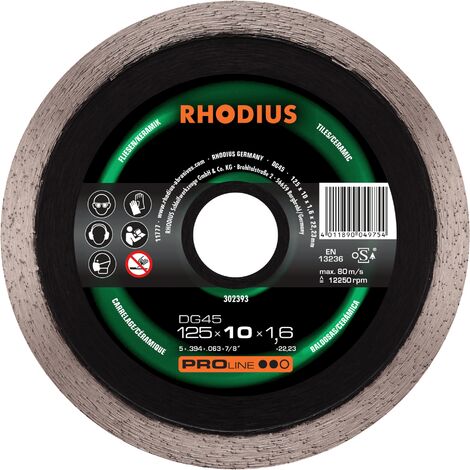 RHODIUS DG45, 1 Stück, 125 x 10,0 x 1,6 mm, Diamanttrennscheibe