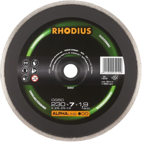 Rhodius Diamanttrennscheibe DG50 Fliesen Ø 230 mm Bohrung 22,23 mm für Winkelschleifer