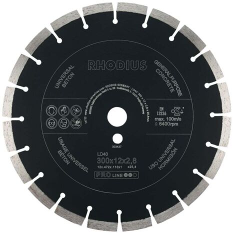Rhodius Diamanttrennscheibe LD40 Stein Ø 300 mm Bohrung 25,4 mm für Winkelschleifer