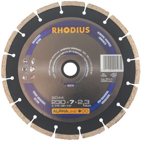 Rhodius Diamanttrennscheibe SD44 Stein Ø 230 mm Bohrung 22,23 mm 2 Stück für Winkelschleifer