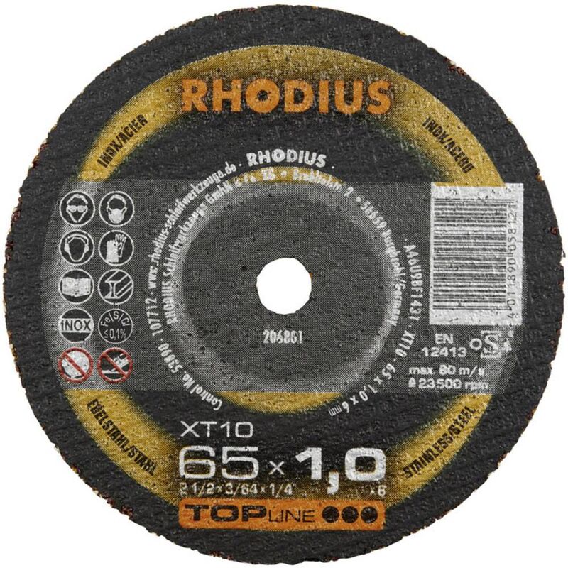 Image of Rhodius - XT10 mini 206801 Disco di taglio dritto 65 mm 1 pz. Acciaio inox, Acciaio