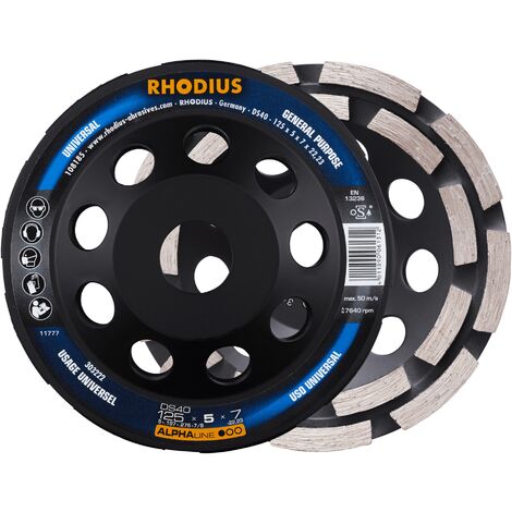 RHODIUS DS40, 1 Stück, 125 x 5,0 x 7,0 mm, Diamantschleiftopf