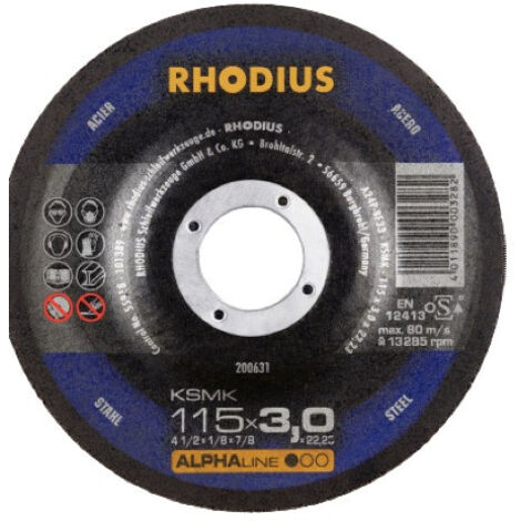 Rhodius Freihandtrennscheibe KSMK Stahl Ø 115 mm Bohrung 22,23 mm 10 Stück für Winkelschleifer