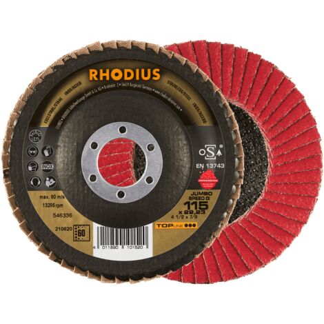 RHODIUS JUMBO SPEED G, 10 Stück, 115 mm, Korn 60, Fächerschleifscheibe