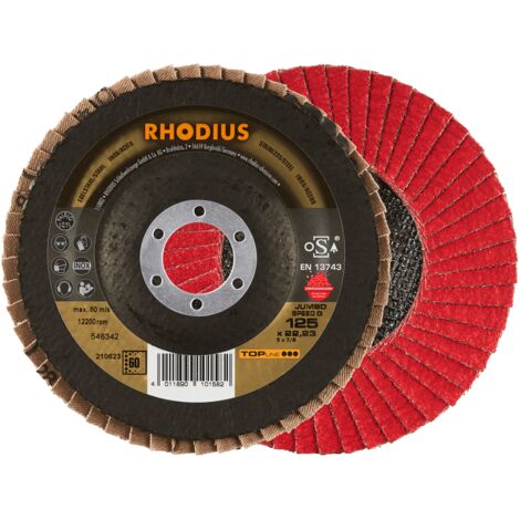RHODIUS JUMBO SPEED G, 10 Stück, 125 mm, Korn 60, Fächerschleifscheibe