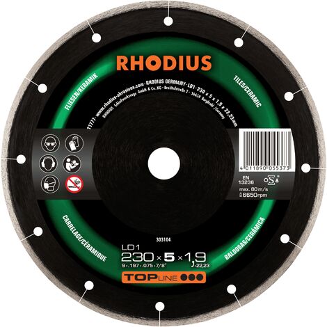 RHODIUS LD1, 1 Stück, 115 x 5,0 x 1,2 mm, Diamanttrennscheibe