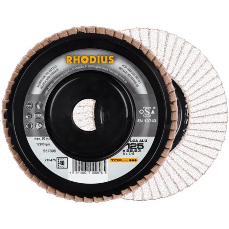 RHODIUS LGA ALU, 5 Stück, 125 mm, Korn 60, Fächerschleifscheibe