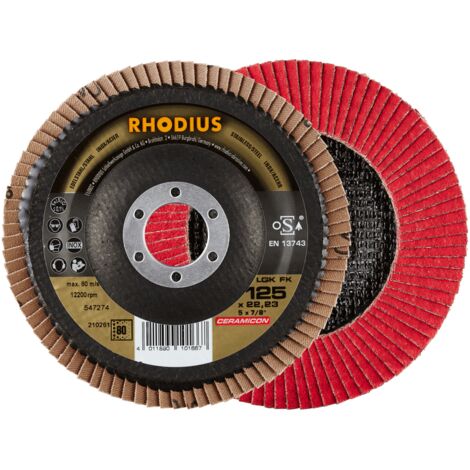 RHODIUS LGK FK, 10 Stück, 125 mm, Korn 80, Fächerschleifscheibe