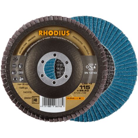 RHODIUS LGZ F2, 10 Stück, 115 mm, Korn 40, Fächerschleifscheibe