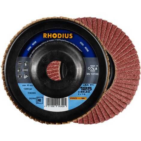 RHODIUS LSA P1, 10 Stück, 115 mm, Korn 60, Fächerschleifscheibe