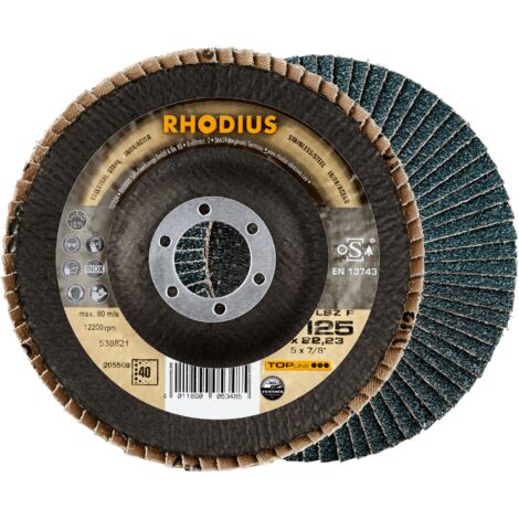 RHODIUS LSZ F, 10 Stück, 150 mm, Korn 60, Fächerschleifscheibe