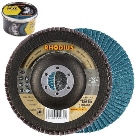 RHODIUS LSZ F2, 5 Stück, 115 mm, Korn 80, Fächerschleifscheibe