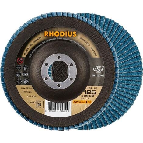 RHODIUS LSZ F3, 10 Stück, 125 mm, Korn 40, Fächerschleifscheibe