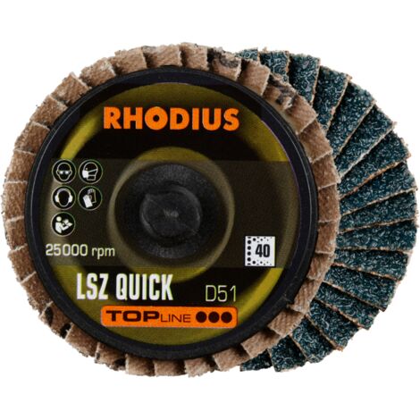 RHODIUS LSZ QUICK, 10 Stück, 51 mm, Korn 40, Lamellenschleifscheibe