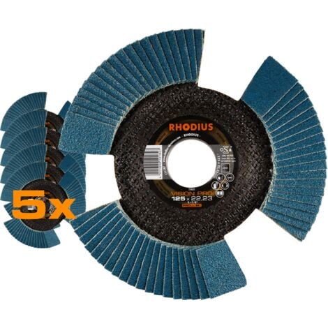 RHODIUS ABRASIVES RHODIUS VISION PRO, 5 Stück, 125 mm, Korn 40, Fächerschleifscheibe