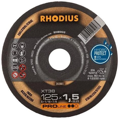 RHODIUS XT38 Disco da taglio - Ø125 mm x 1,5 x 22,23 mm - Acciaio inox - 203881