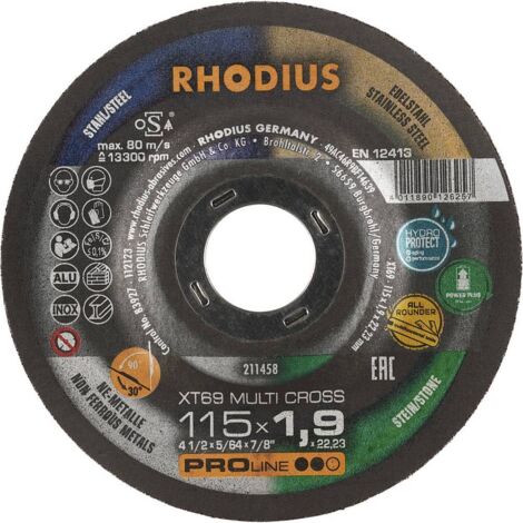 Rhodius XTK69 MULTI CROSS 211458 Disque à tronçonner 25 pc(s) Carrelage, Céramique, Métaux non ferreux, Pierre, acier,