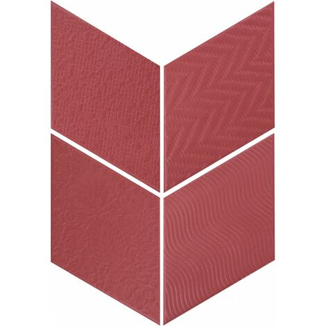 RHOMBUS 3D - RED - Carrelage 14x24 cm Losange à relief 3D uni Rouge - Rouge Bordeaux