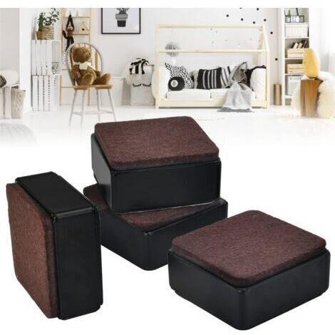rialzi per mobili in acciaio al carbonio, rialzi antiscivolo per letto, rialzi adesivi per mobili, 60 x 60 x 32 mm, rialzi con gambe quadrate, rialzi per tavolo per divano e armadio, neri