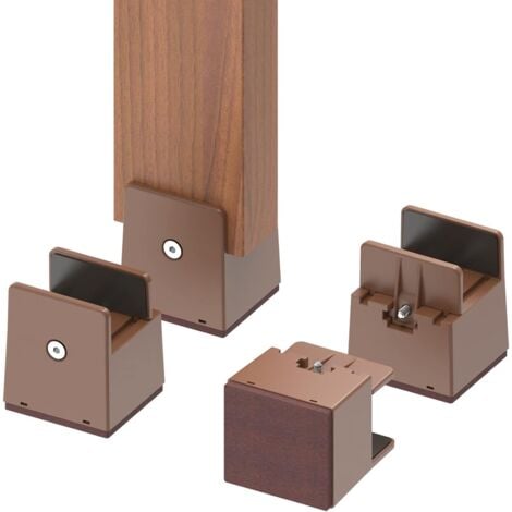Rialzi regolabili per letto e mobili con morsetto a vite, 4 pezzi da 5 cm, rialzi regolabili per letto, divano, tavolo, sedia, resistenti (marrone)