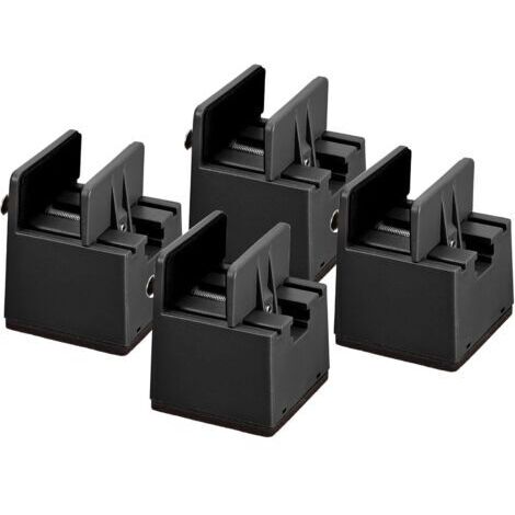 Rialzo poggiapiedi regolabile – Rialzo robusto per seduta di mobili – Divano, scrivania, armadio – Set di 4 – Nero – 5 x 3,5-5 cm