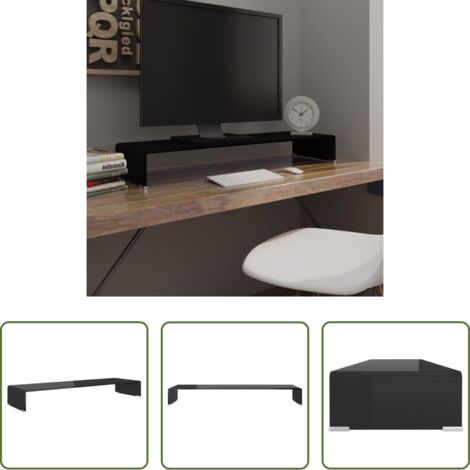 Rialzo tv - Mobile/Rialzo Porta TV in Vetro Nero 100x30x13 cm