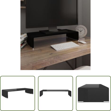 Rialzo tv - Mobile/Rialzo Porta TV in Vetro Nero 60x25x11 cm