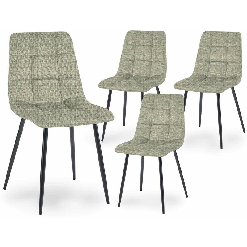 Riana - Lot de 4 chaises en tissu beige