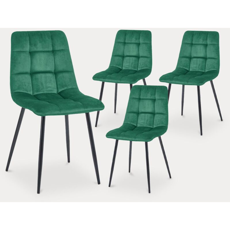 Riana - Lot de 4 chaises en velours vert